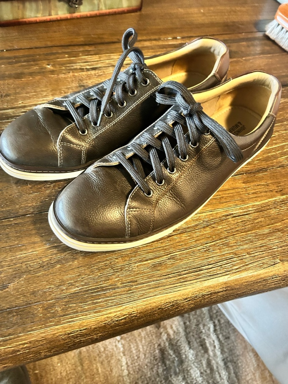 Johnston Murphy Leather Lace-Up Sneakers in Dark Brown